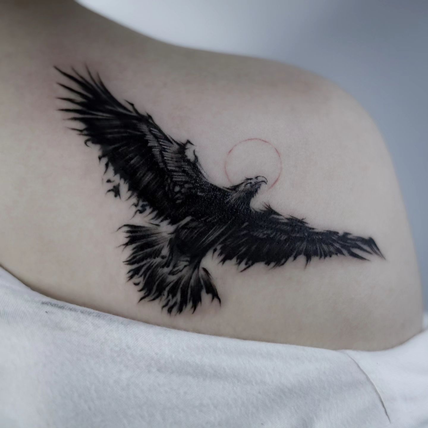 eagle on back tattoo by dyed tattoo