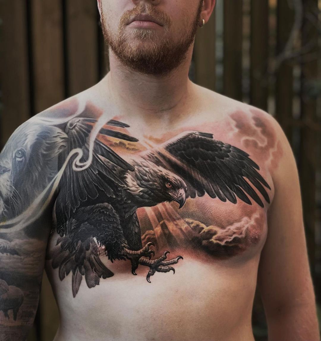 eagle on shoulder tattoo design by justinkd tatts