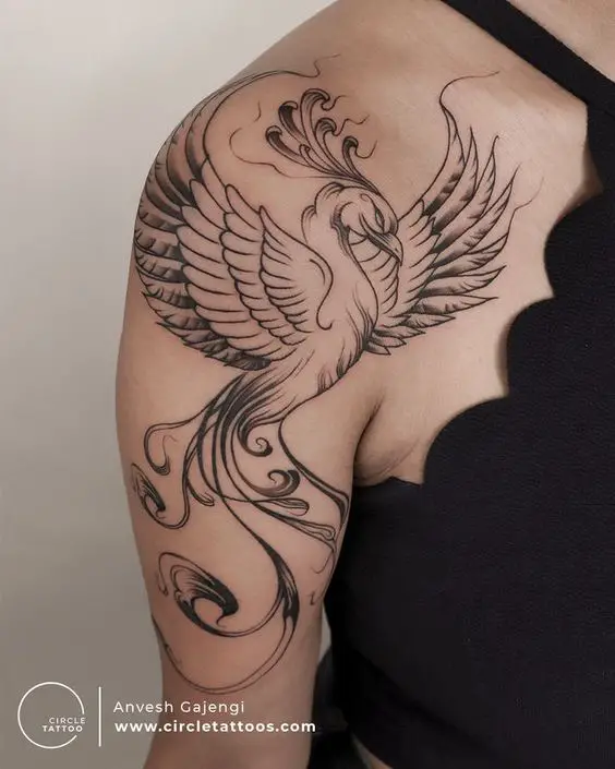 fineline phoenix tattoo