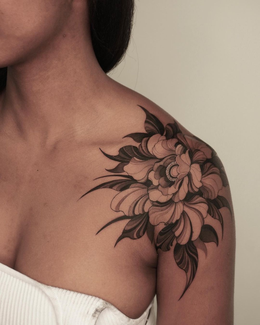 flower shoulder tattoo by gush.like .kush
