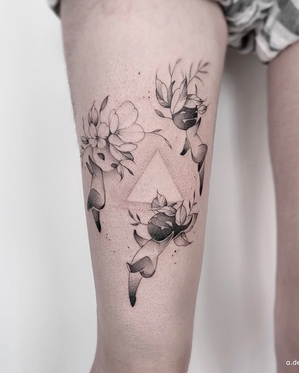 flower triangle tattoo by anne.de .angelis