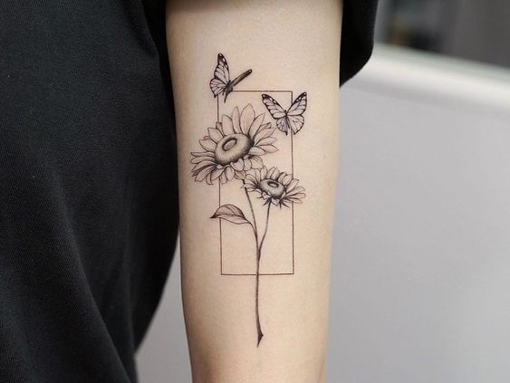 geometric daisy tattoo ideas