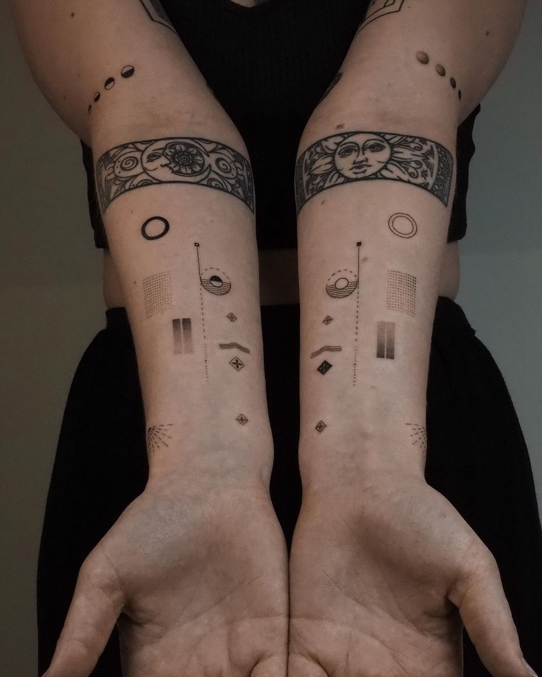geometric shape tattoo on arm by jamestrece
