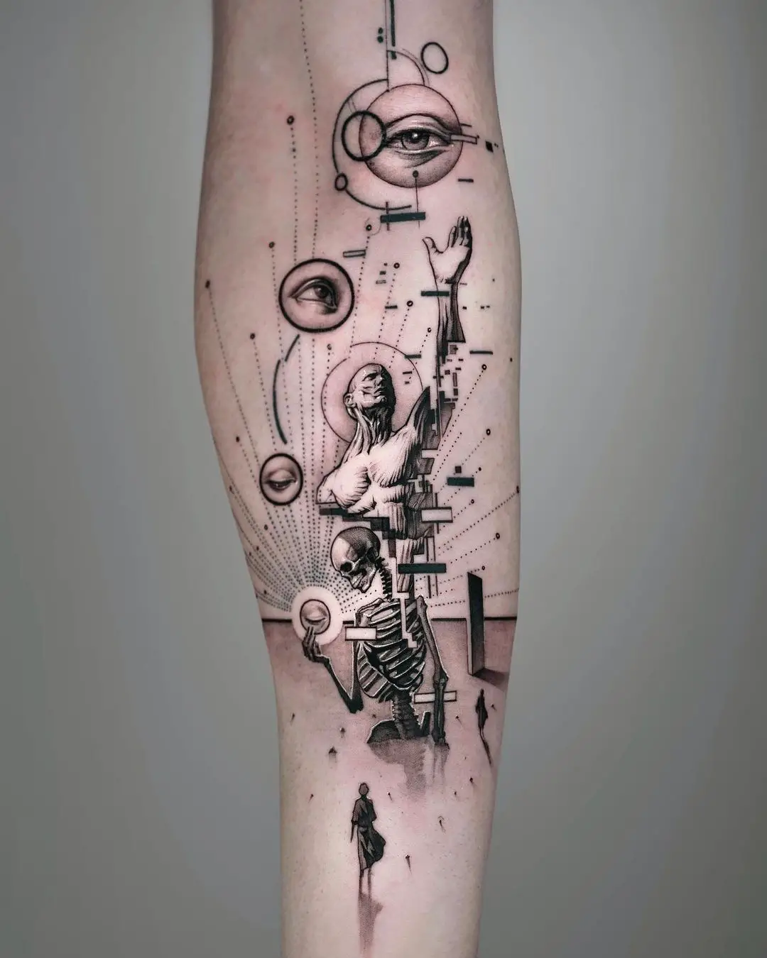 geometric tattoo on arm for men by johnmonteiro