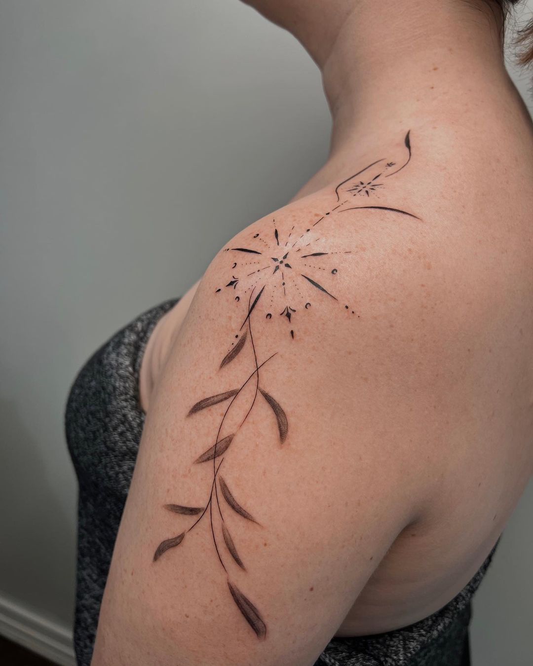 geometric tattoo on shoulder by ankh.jen
