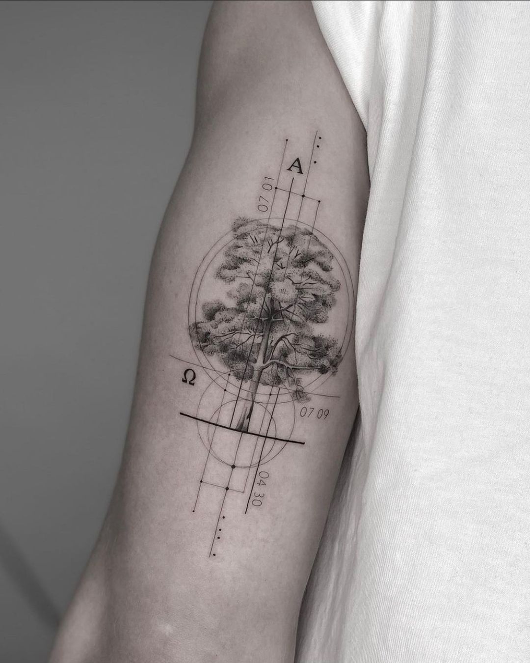 geometric tree tattoo by drop of you