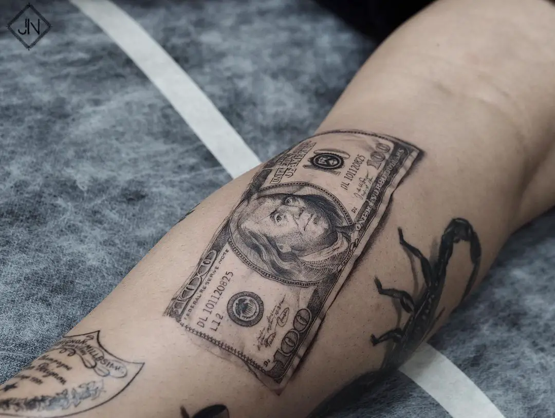 money on sleeve tattoo designs by jefreenaderali