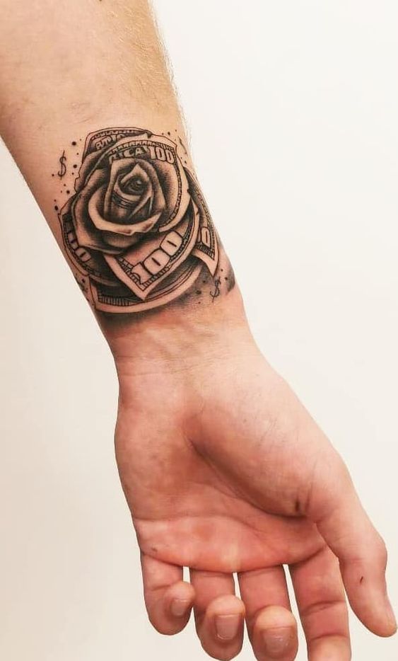 money with rose tattoo ideas