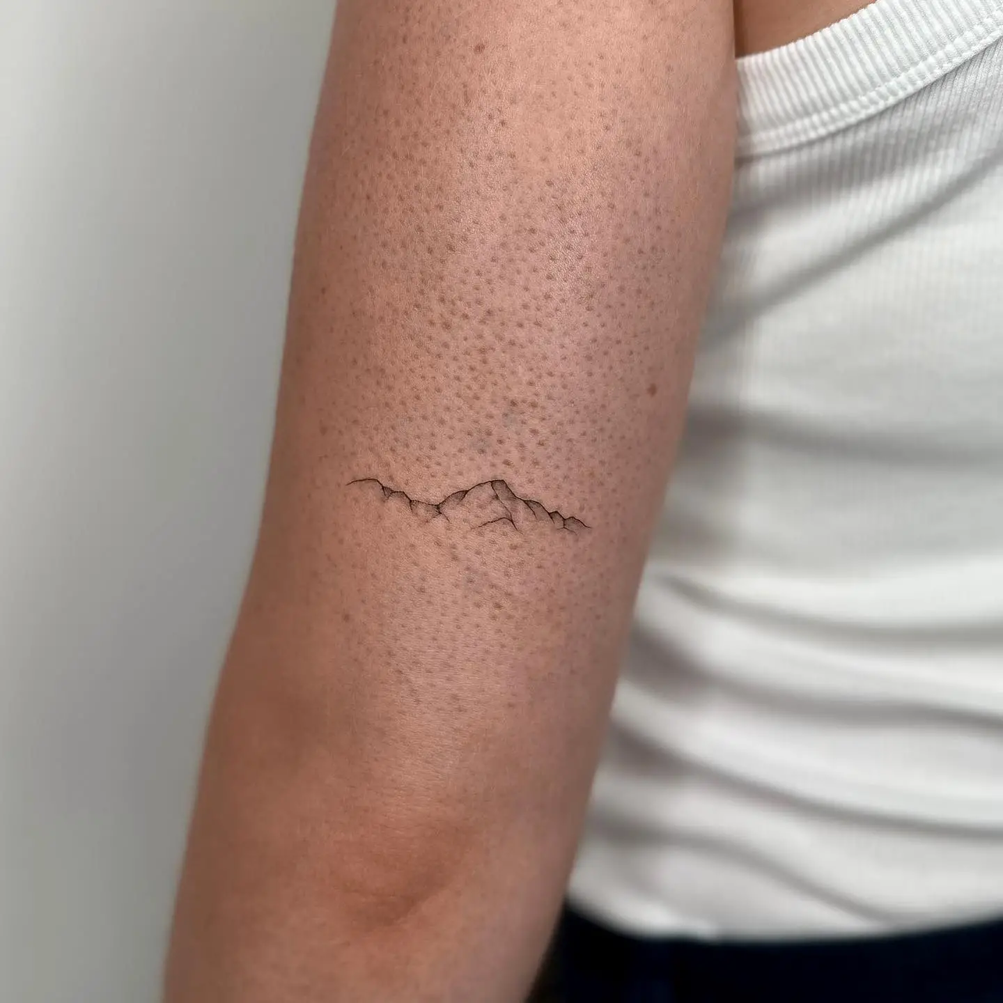 mountain on forearm by emi.winter.tattoo