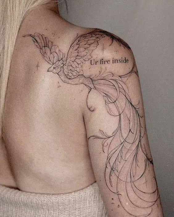 phoenix shoulder tattoo desisgn