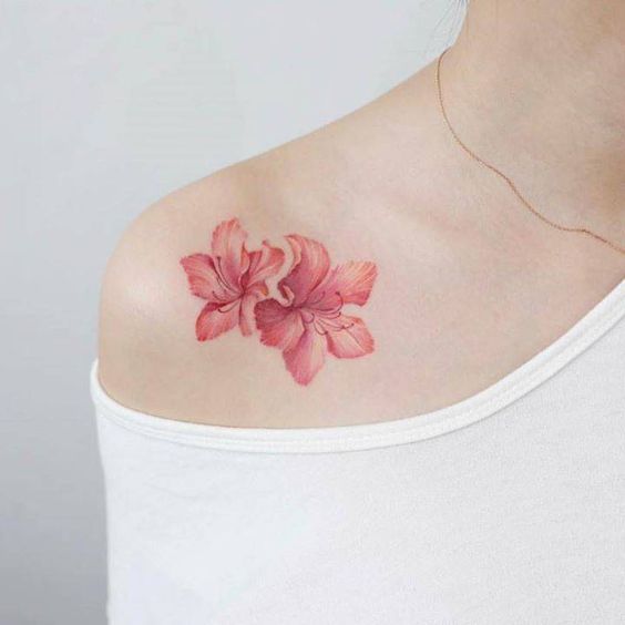 pink lily tattoo design