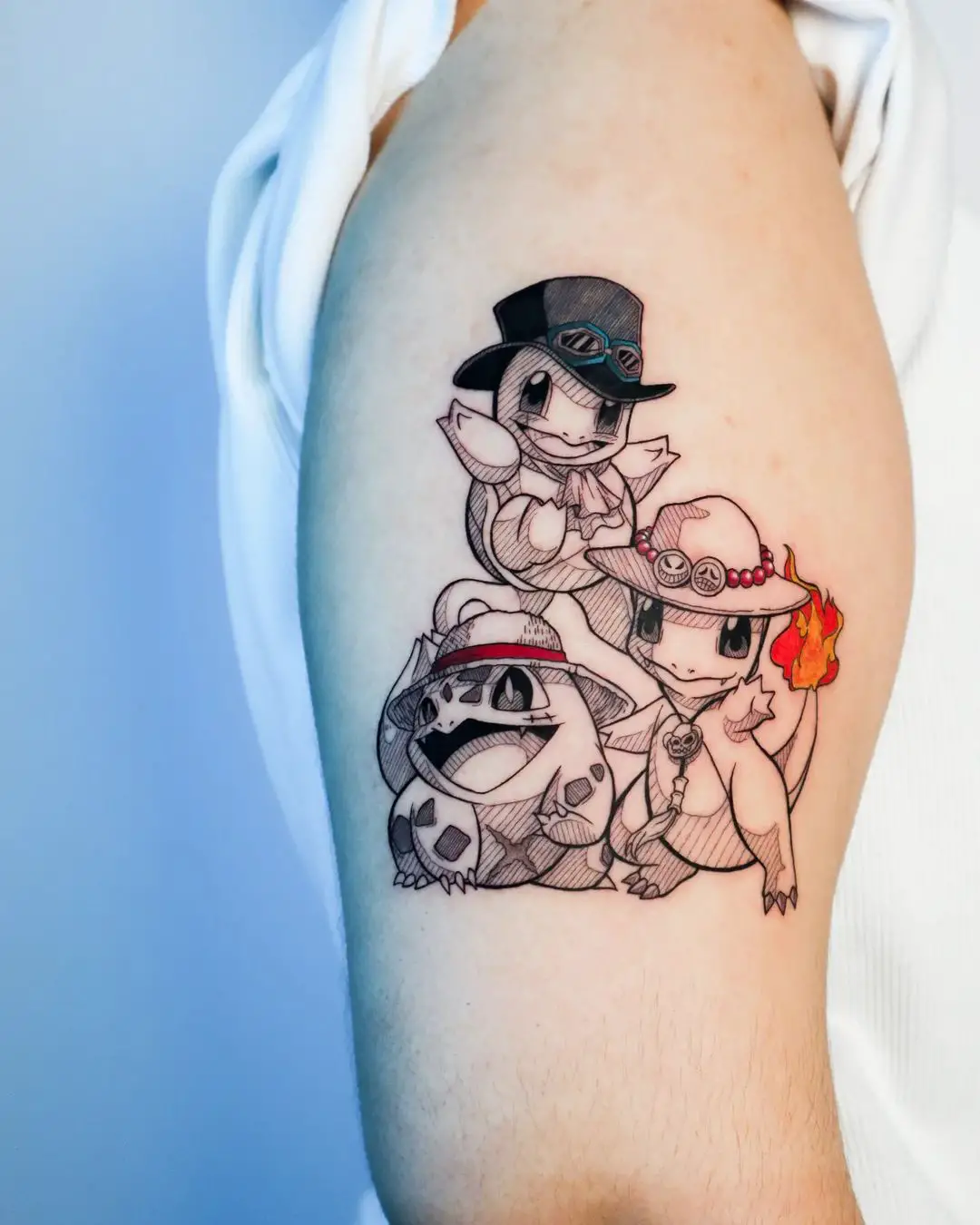 pokemon tattoo on sleeve by hash.artwork