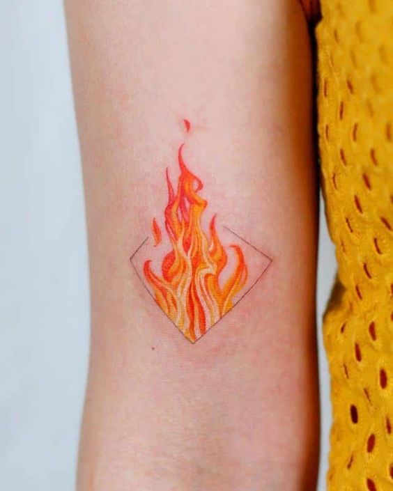realistic red fire tattoo