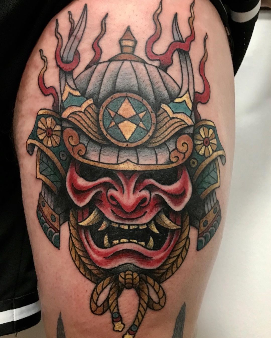 samurai mask tattoo by troiano tattoo