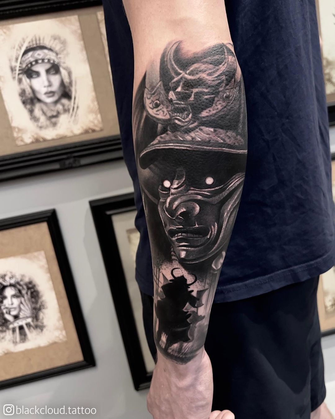 samurai mask tattoos by blackcloud.tattoo
