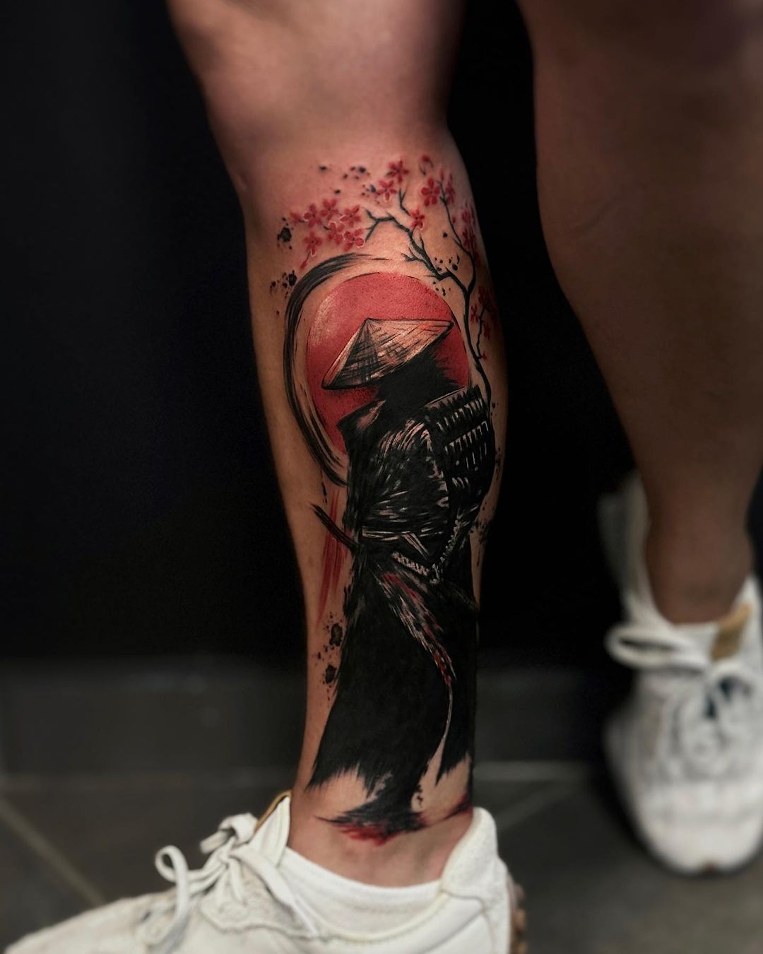 samurai with cherry blossom by lana.tattoo.studio