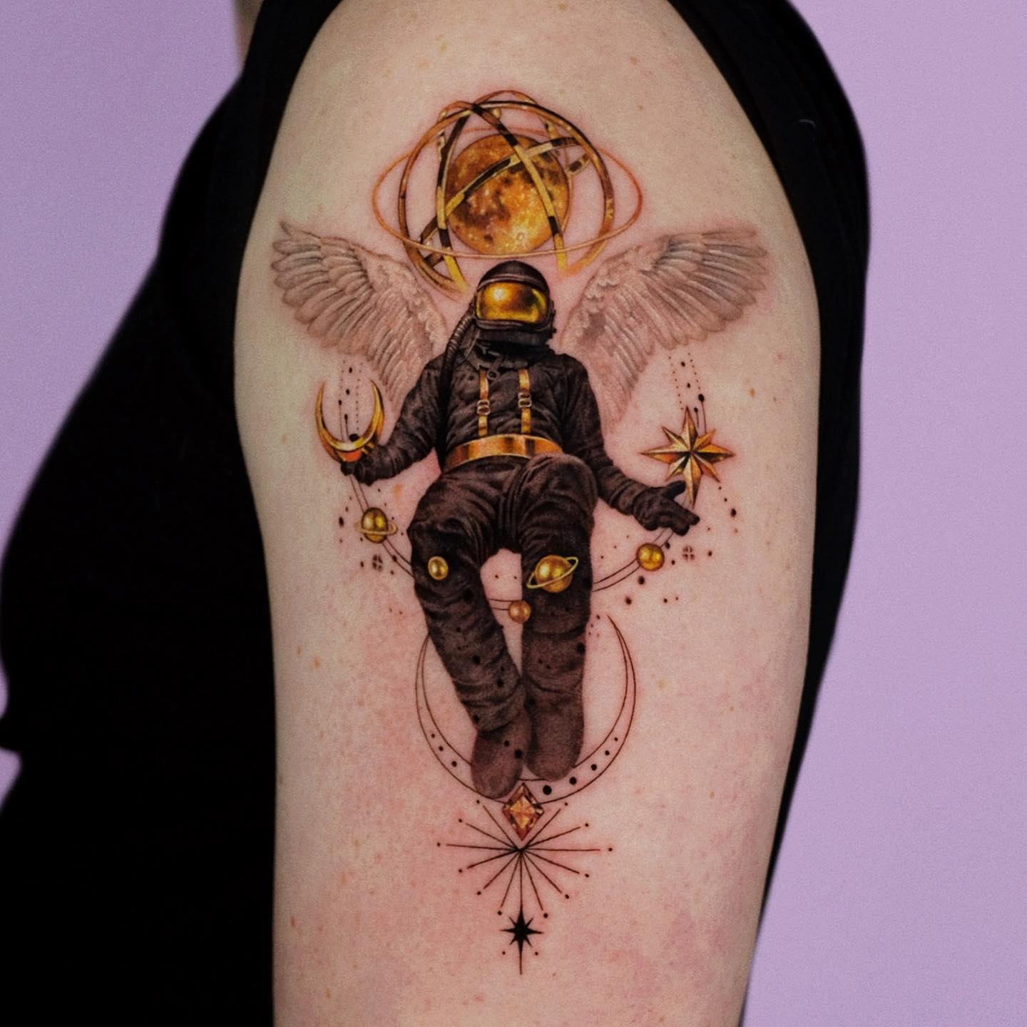 unique astronaut tattoos by yeriel tattoo