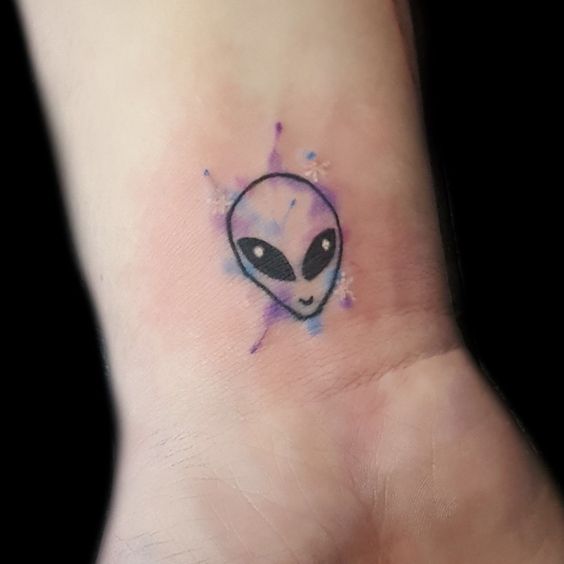 watercolor alien tattoo design