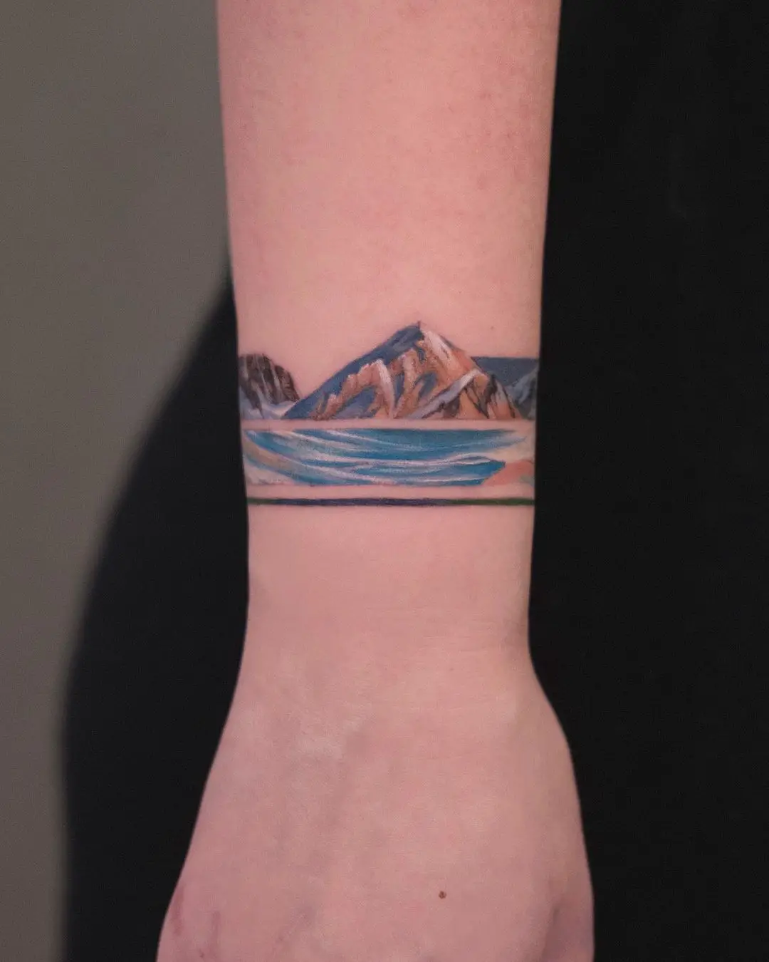 watercolor mountain tattoo by newtattoo demi