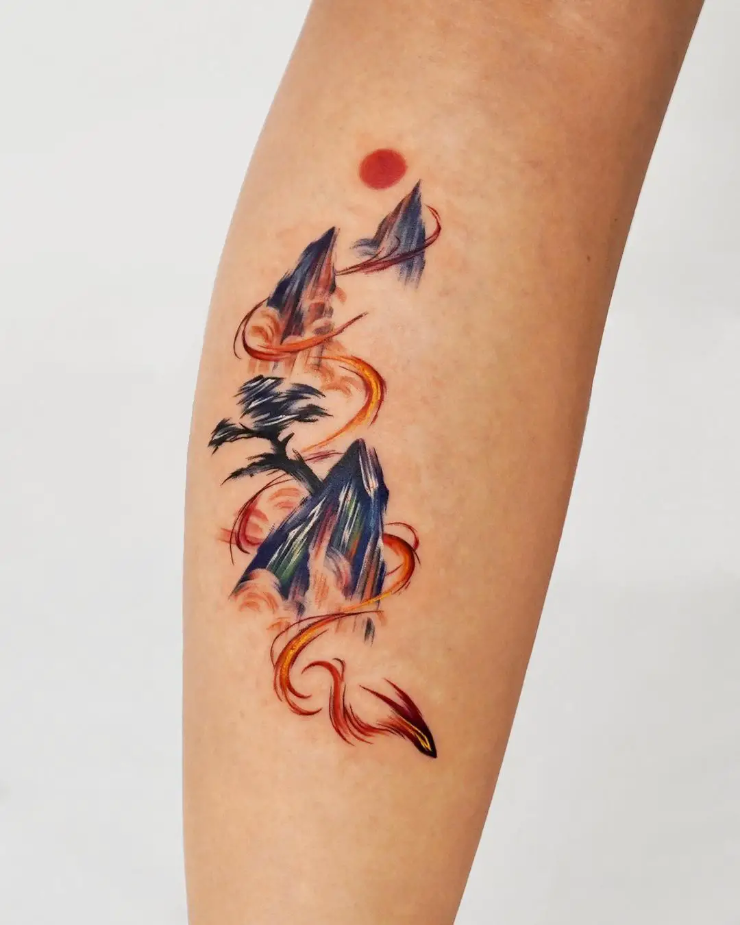 watercolor mountain tattoos by tattooist zela