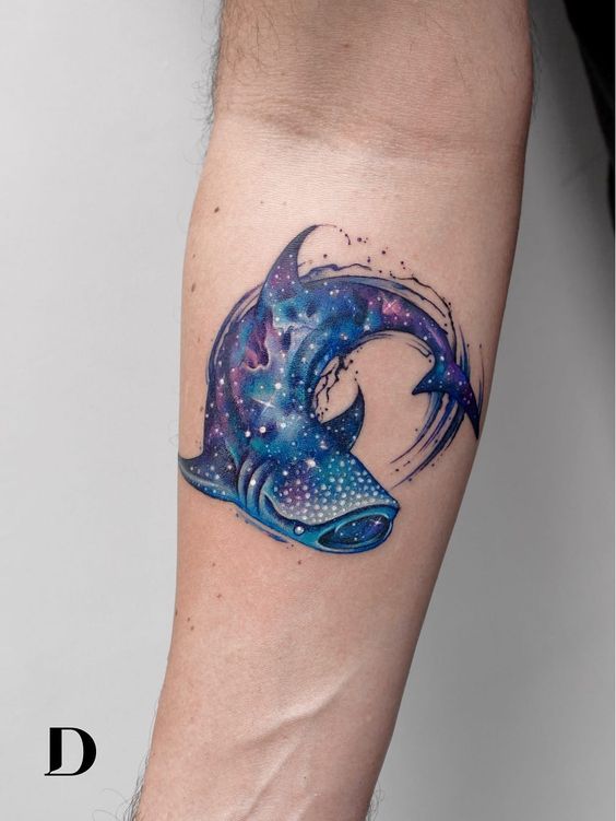 watercolor shark tattoo design
