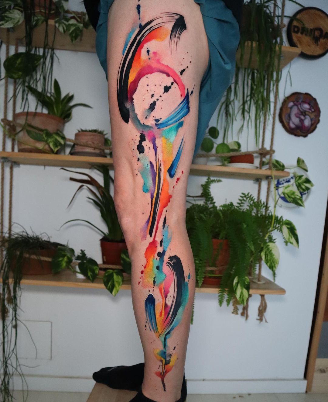 watercolorr fire tattoo by pablo ortiz tattoo