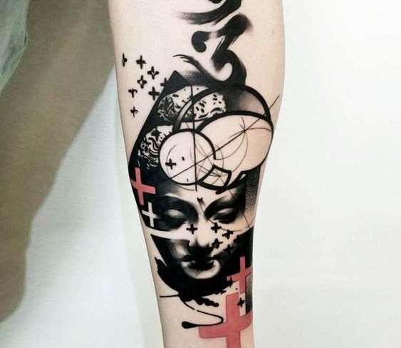 Abstract buddha tattoo