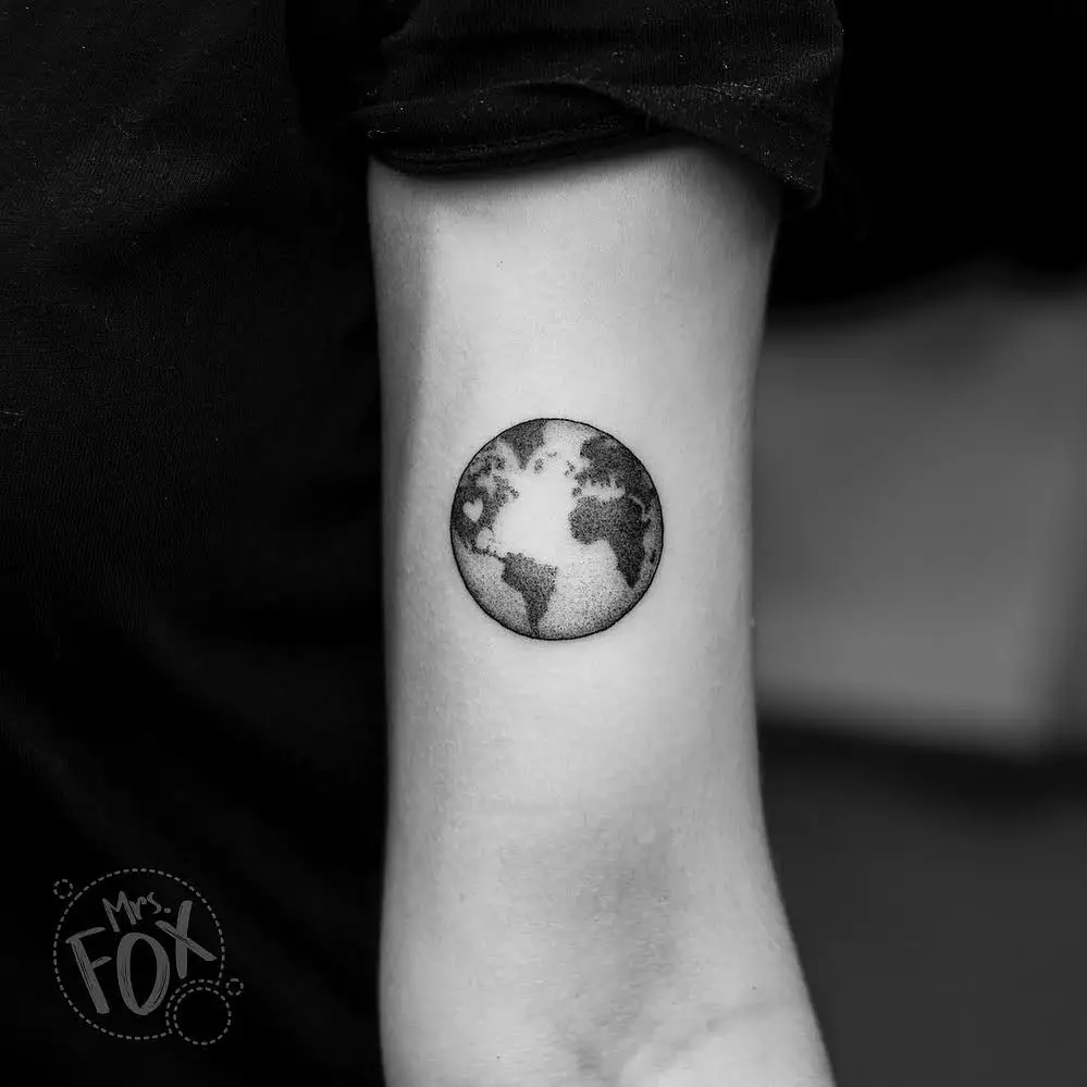 Black and white earth tattoo by