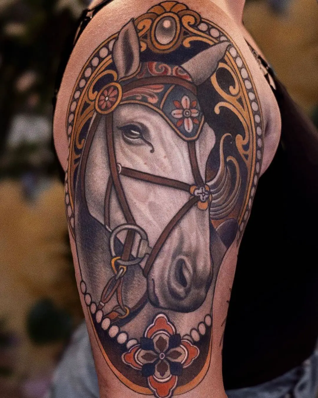 Colorful horse tattoo by tattoosnob