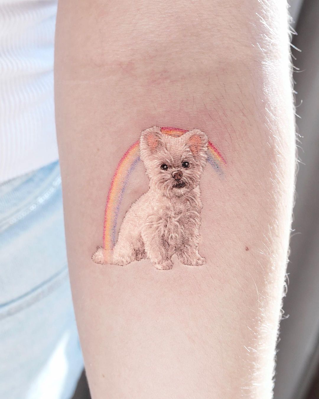 Cute minialistic dog tattoo by tattooistina
