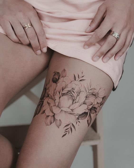 Floral leg tattoo ideas