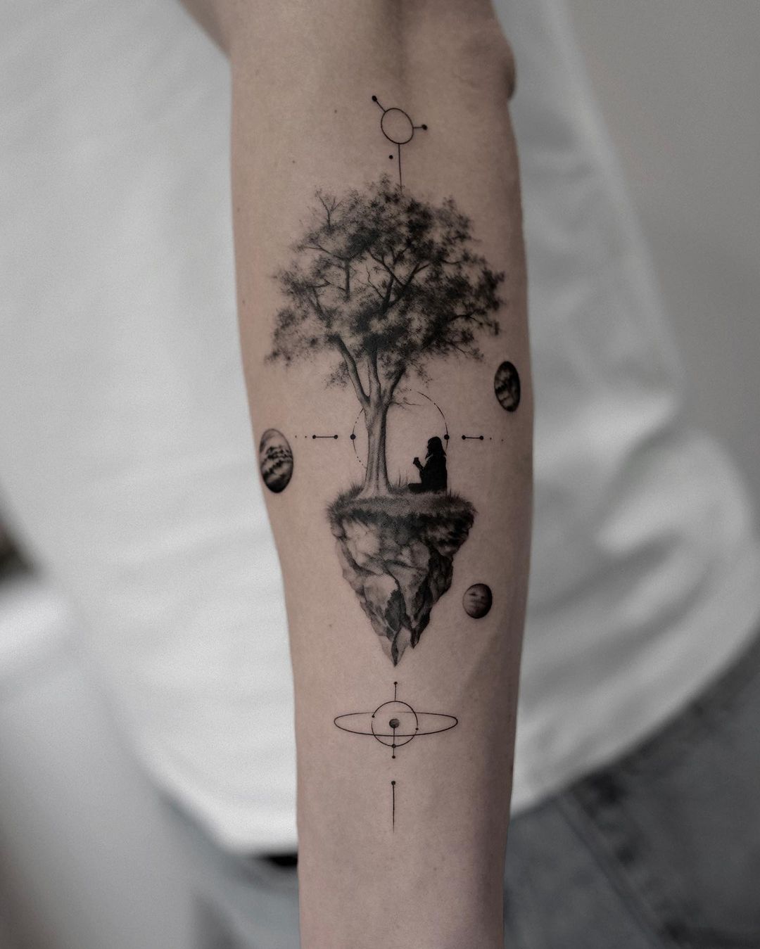 Forearm tree tattoo by bartektattoo