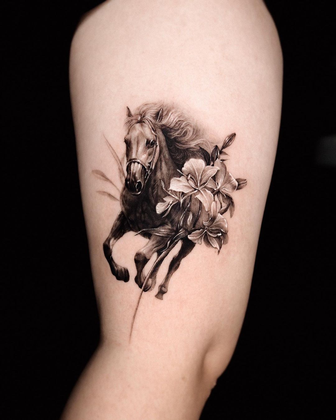 Horse arm tattoo by moco tattoo