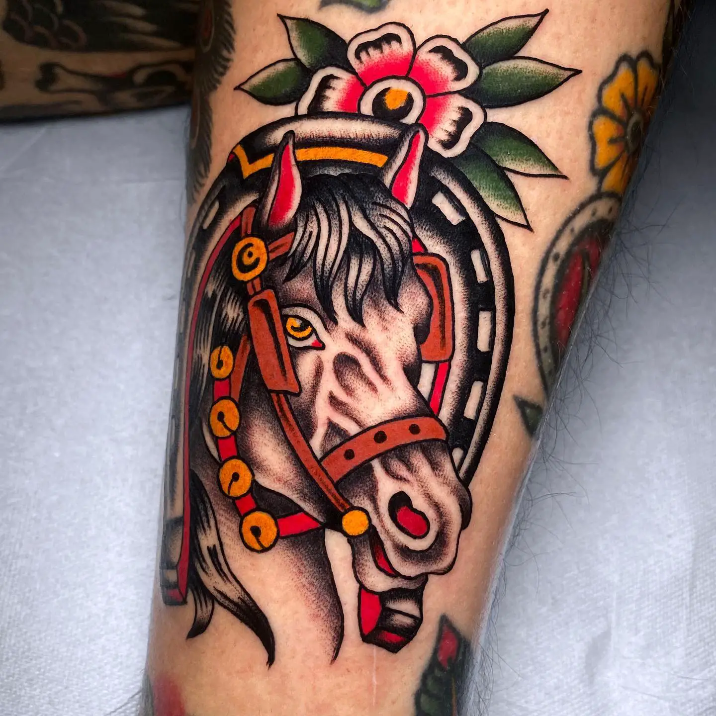 Horse flower tattoo by team fullgas