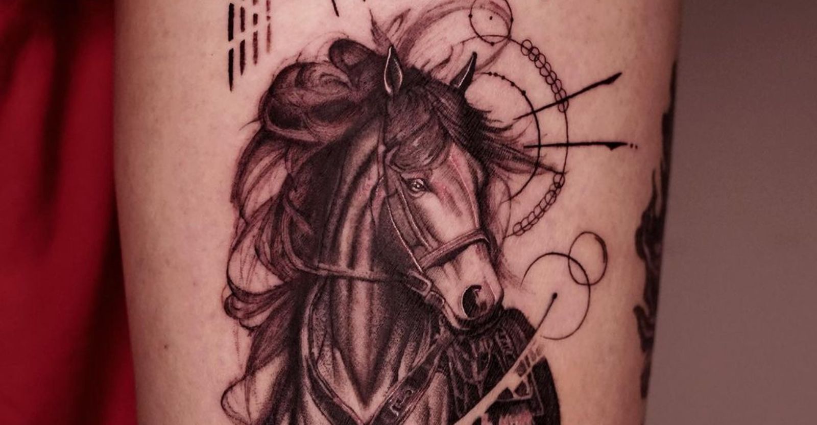 First session-geometric/realistic horse- by Nate at Lucid Arts Tattoo  Studio, MA : r/tattoos