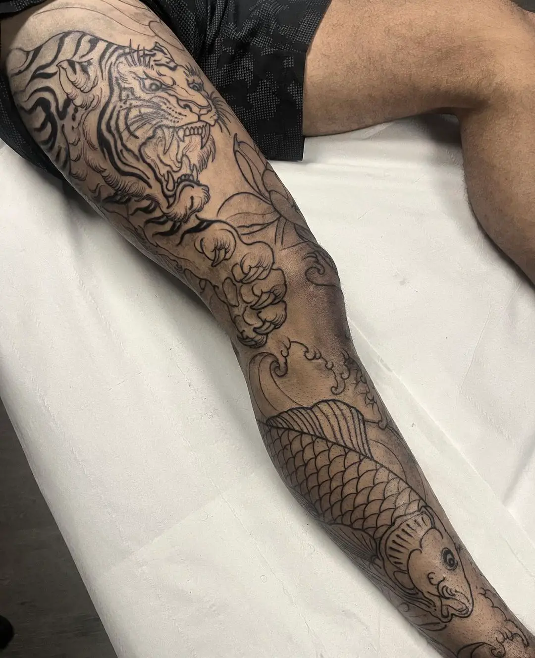 Japanese tattoo on leg by phill.mark .upon .cain .tattoo