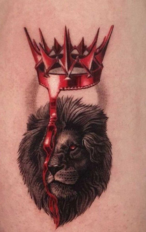 Lion and crown tattoos