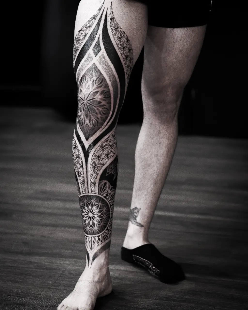 Mandala leg sleeve tattoo by liris.ink