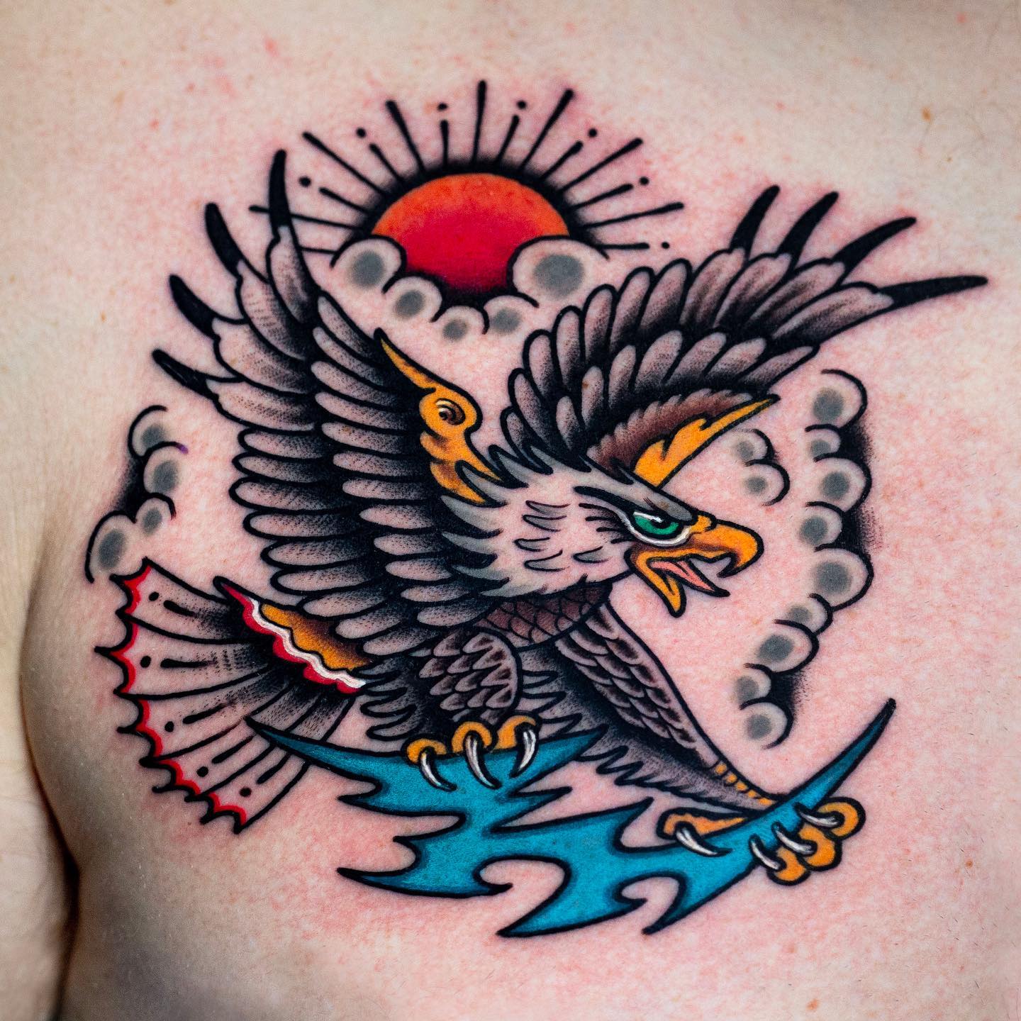 Neo traditional eagle tattoo design by miguelcomintattooer