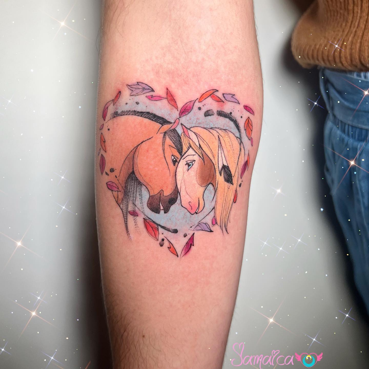 Watercolor horse tattoo by sweetyjtattoo