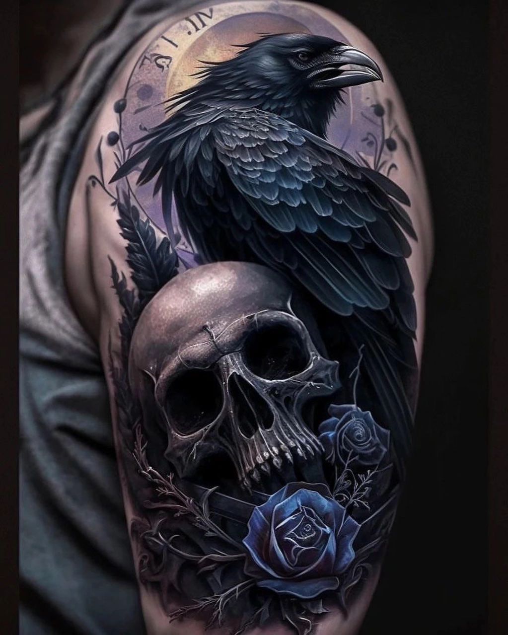 amazing skull sleeve tattoo by skulls.247