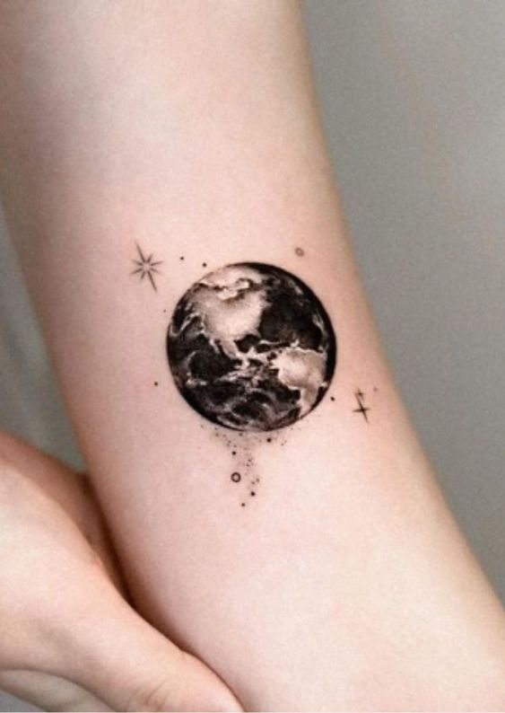 black and white earth tattoos