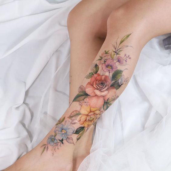 colorful leg tattoo ideas