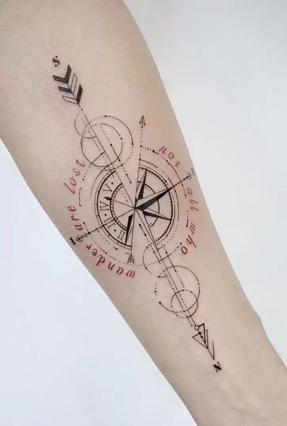 compass forearm tattoo