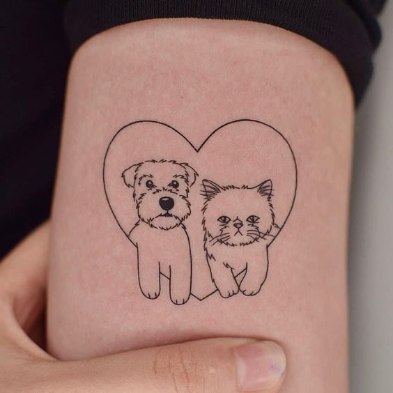 cute dog and cat tattoo