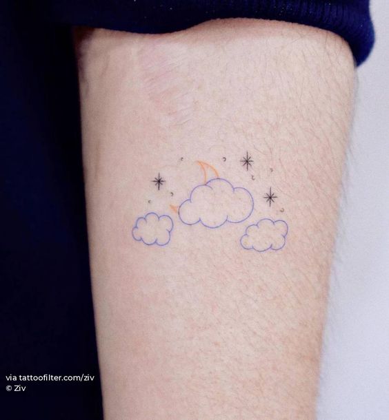 cute fineline cloud tattoo