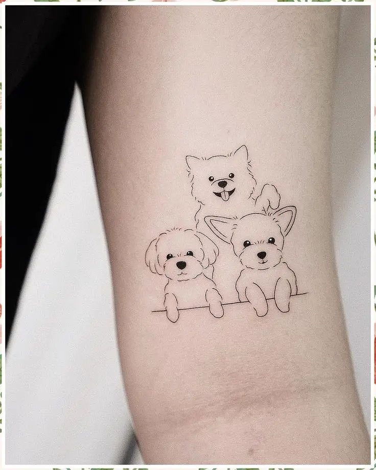 cute lining dog tattoos
