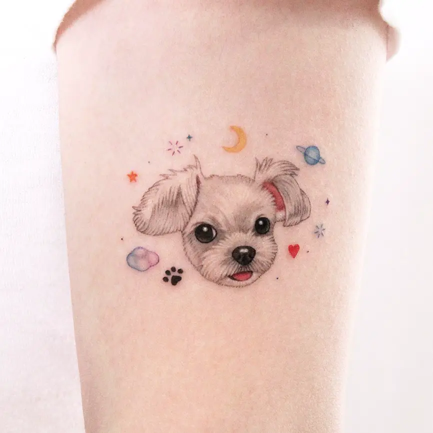 cute mini dogs tattoo by tattooist nanci