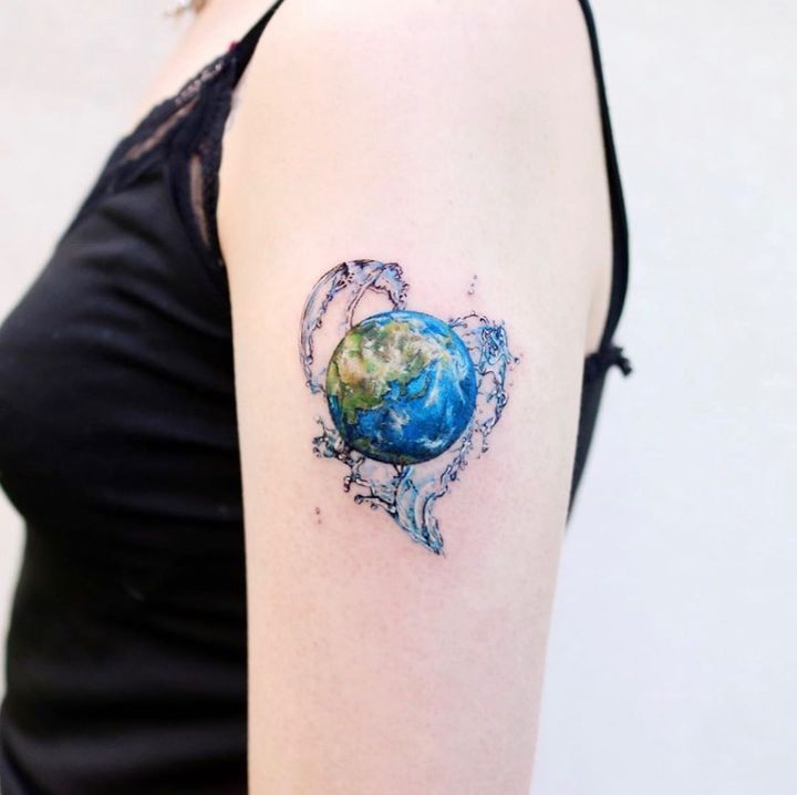 earth tattoo for women by vismstudio