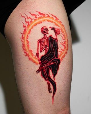 flaming skull tattoo